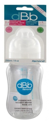 dBb Remond Biberon LO Large Ouverture Tétine Silicone à 4 Trous 250 ml 0-4 Mois