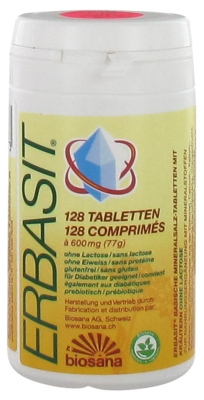 Biosana Erbasit Basische Mineral-Salztabletten mit Laktosefreien Pflanzen 128 Tabletten