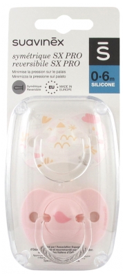 Suavinex 2 Reversible Soothers with Teat SX Pro 0 to 6 Months - Model: Bird and sea pink
