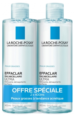 La Roche-Posay Effaclar Eau Micellaire Ultra Lot de 2 x 400 ml