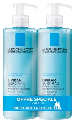 La Roche-Posay Lipikar Surgras Crème Lavante Anti-Dessèchement Lot de 2 x 400 ml