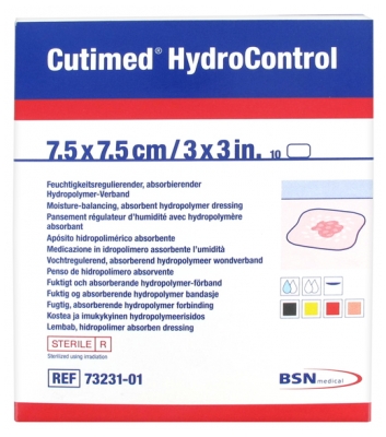 Essity Cutimed HydroControl 10 Moisture Regulating Dressings With Hydropolymer Absorbent 7,5cm x 7,5cm