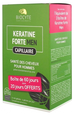 Biocyte Keratine Forte Men Capillaire 80 Gélules + 40 Gélules Offertes