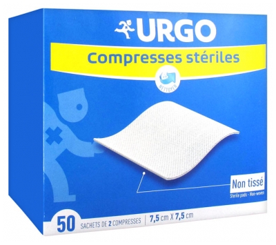Urgo Sterile Compresses 7,5 x 7,5cm 50 Sachets of 2 Non Woven Compresses