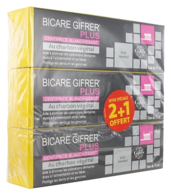 Gifrer Bicare Gifrer Plus Whitening Toothpaste with Botanical Charcoal 3 x 75ml in which 1 Free