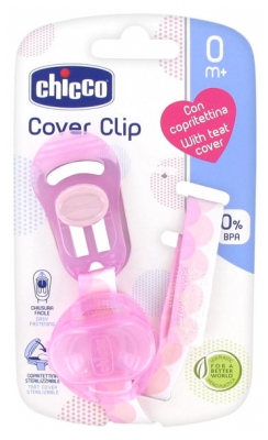Chicco Soother Clip with Teat Cover 0 Month and + - Colour: Pink