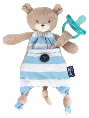 Chicco Pocket Friend Soother-Clipper Cuddly Toy 0 Months and + - Model: Blue Bear