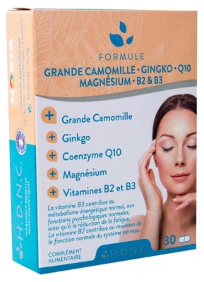 H.D.N.C Grande Camomille Ginkgo Coenzyme Q10 Magnésium Vitamines B2 et B3 30 Comprimés