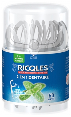 Ricqlès 2w1 Drut Dentystyczny i Wykałaczka 50 Sztuk