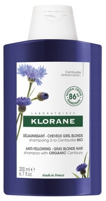 Klorane Déjaunissant - Cheveux Gris, Blonds Shampoing à la Centaurée Bio 200 ml