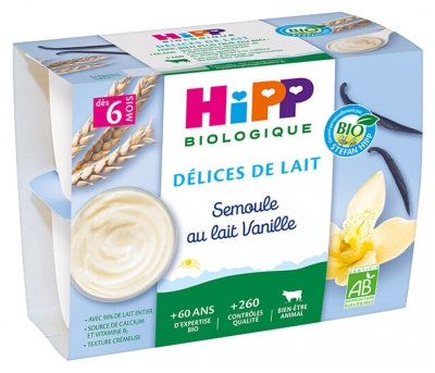 HiPP Delights of Semolina Milk with Vanilla from 6 Months Organic 4 Cups