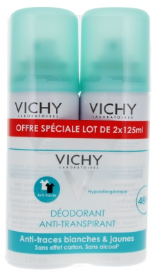 Vichy Anti-Perspirant Deodorant 48H No Marks 2 x 125ml