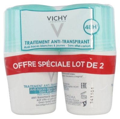 Vichy Desodorante Anti-Transpirante Anti-Marcas Roll-On 48H Lote de 2 x 50 ml