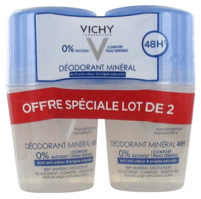 Vichy Déodorant Minéral 48H Roll-On Lot de 2 x 50 ml