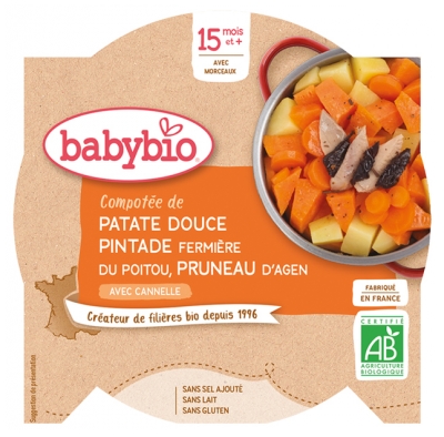 Babybio Sweet Potato Compote Guinea Fowl Prune 15 Months And Organic 260g