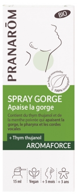 Pranarôm Aromaforce Spray Gorge Apaise la Gorge Bio 15 ml