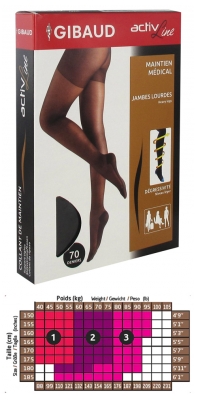 Gibaud ActivLine Support Tights 70 Deniers Smoky Grey - Size: Size 1