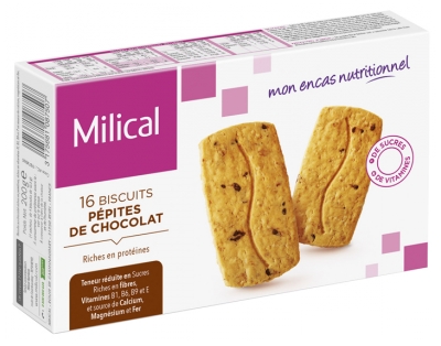 Milical 16 Biscuits Hyperprotéinés - Saveur : Pépites de Chocolat