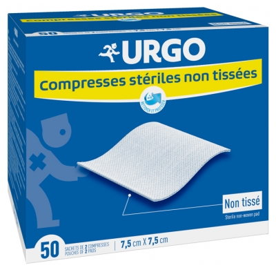 Urgo Compresses Stériles 7,5 x 7,5 cm 50 Sachets de 2 Compresses Non Tissées