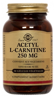 Solgar Acetyl L-Carnitine 250 mg 30 Gélules Végétales