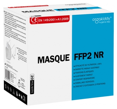 Orgakiddy Masque de Protection Respiratoire FFP2 NR 20 Masques
