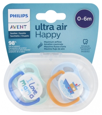 Avent Ultra Air Happy 2 Sucettes Orthodontiques 0-6 Mois