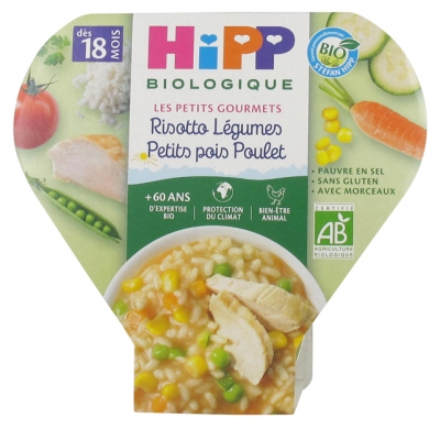 HiPP Les Petits Gourmets Risotto Légumes Petits Pois Poulet dès 18 Mois Bio 260 g