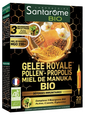 Santarome Bio Royal Jelly Pollen Propolis Manuka Honey Organic 20 Phials