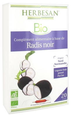 Herbesan Bio Radis Noir 20 Ampoules de 15 ml