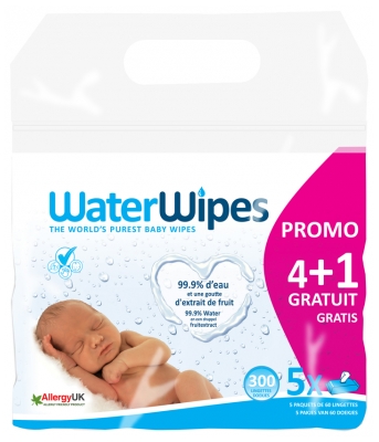 Waterwipes 4 x 60 Wipes + 60 Wipes Free