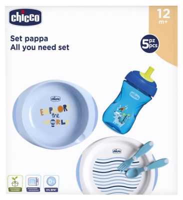 Chicco Sada na krmení 12 měsíců a více - Barva: Modrá