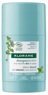Klorane Masque en Stick à la Menthe Bio et Argile Bio 25 g