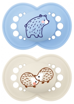 MAM Original 2 Anatomic Silicone Soothers Nature Colours 18 Months and + - Model: Bear/Hedgehog