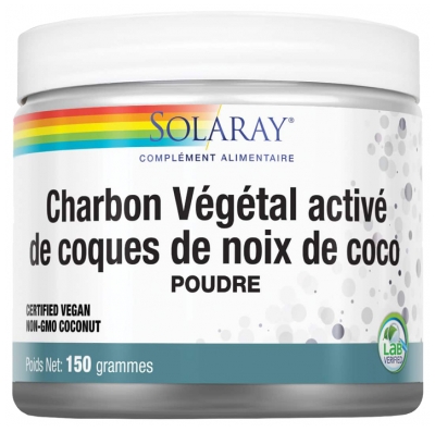 Solaray Charbon Végétal Activé de Coques de Noix de Coco Poudre 150 g