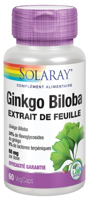 Solaray Ginkgo Biloba 60 Vegetable Capsules
