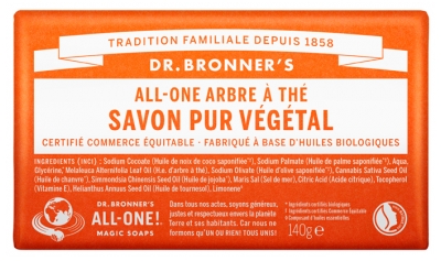 Dr Bronner's Savon Pur Végétal All-One 140 g - Parfum : Arbre à Thé