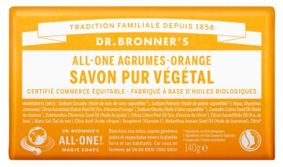 Dr Bronner's All-One Pure Vegetable Soap 140g - Fragrance: Citrus-Orange