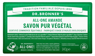 Dr Bronner's Savon Pur Végétal All-One 140 g - Parfum : Amande