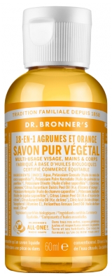 Dr Bronner's Sapone Vegetale Puro 18-En-1 60 ml - Profumo: Agrumi e arancia
