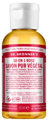 Dr Bronner's Sapone Vegetale Puro 18-En-1 60 ml - Profumo: Rosa