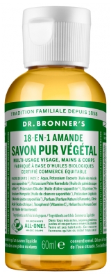 Dr Bronner's Sapone Vegetale Puro 18-En-1 60 ml - Profumo: Mandorla