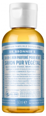 Dr Bronner's Sapone Vegetale Puro 18-En-1 60 ml - Profumo: Non profumato per bambini