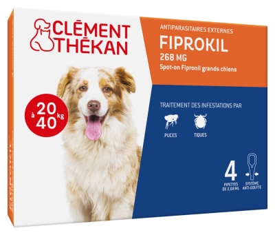 Clément Thékan Fiprokil 268 mg Grands Chiens 4 Pipettes