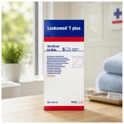 Essity Leukomed T Plus 5 Pansements Absorbants Transparents Stériles 10 x 25 cm