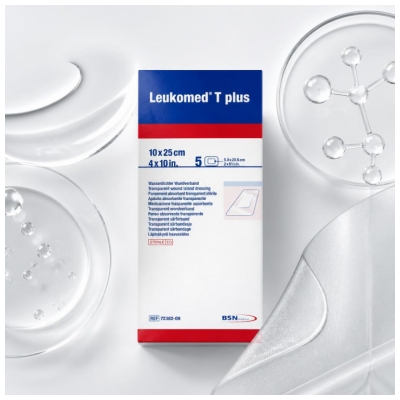 Essity Leukomed T Plus 5 Pansements Absorbants Transparents Stériles 10 x 25 cm