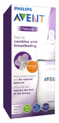 Avent Natural Baby Bottle 260ml 1 Month and + - Colour: Transparent