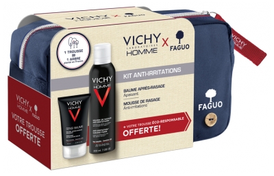 Vichy Homme Kit Anti-Irritations + Trousse FAGUO Bleu Marine Offerte