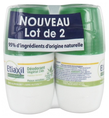 Etiaxil Déodorant Végétal 24H Roll-On Lot de 2 x 50 ml