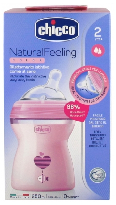 Chicco Natural Feeling Color Bottle Medium Flow 250ml 1 Month and +