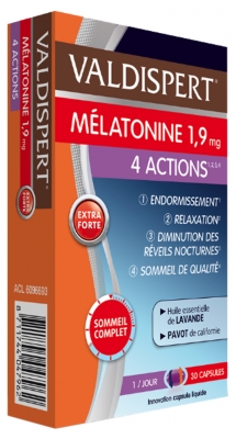 Valdispert Mélatonine 1,9 mg 4 Actions 30 Capsules